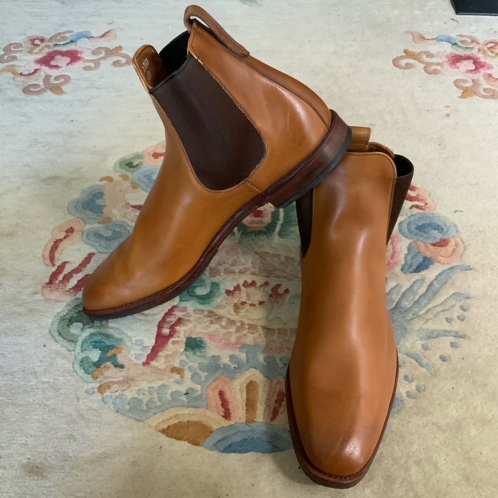 EUC Allen Edmonds Liverpool Chelsea Dress Boots Walnut Brown Leather Sz Mens 14…